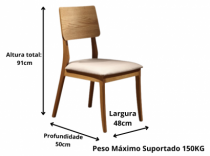 Cadeira Flor, Kit com 2, Estrutura em Madeira Tauari, Assento em Espuma D28 e Encosto em MDF Revestido com Lâmina de Madeira. - Zoze Home Decor