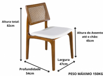 Cadeira Alana (KIT COM 2) , Com Encosto em Rattan - Estrutura de Madeira Tauari, Assento Espuma D28. - Zoze Home Decor
